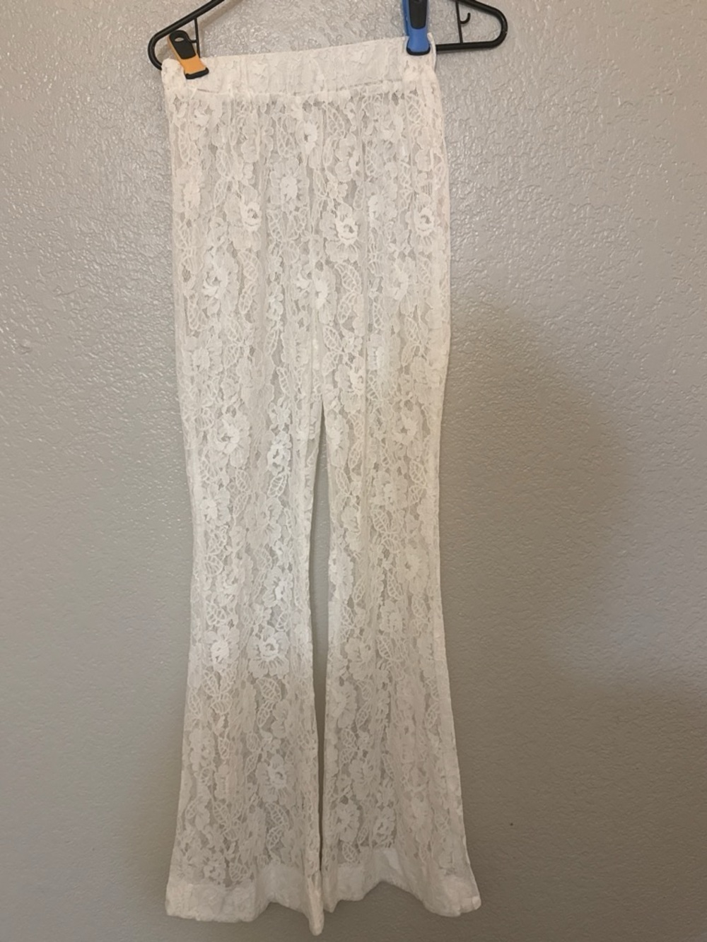 White Lace Flared Pants - Women
